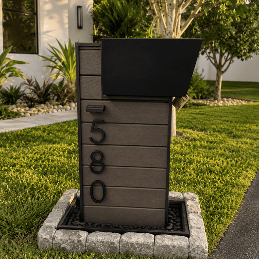 Composite Slat Wood Color Top-Mount Mailbox
