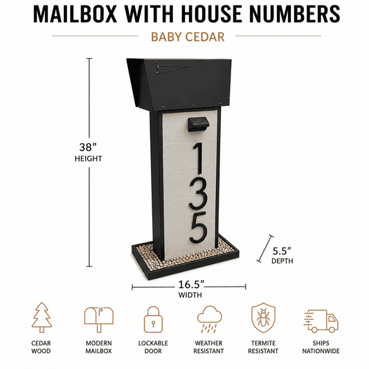 Mailbox With House Numbers Baby Cedar