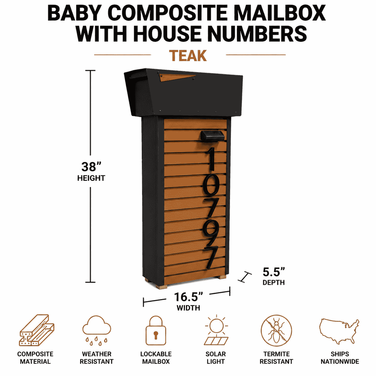 Baby Norx Composite with Frame Top-Mount Mailbox