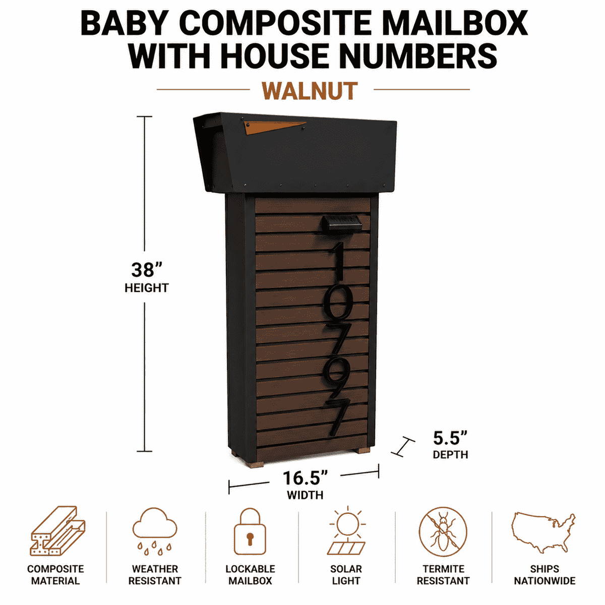 Baby Norx Composite with Frame Top-Mount Mailbox