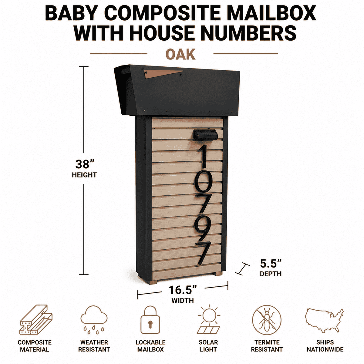 Baby Norx Composite with Frame Top-Mount Mailbox