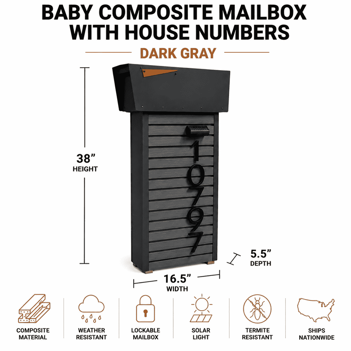 Baby Norx Composite with Frame Top-Mount Mailbox