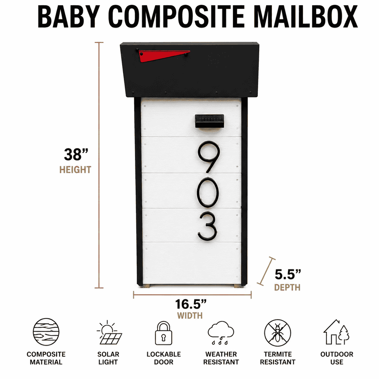 Baby Composite Mailbox With House Numbers