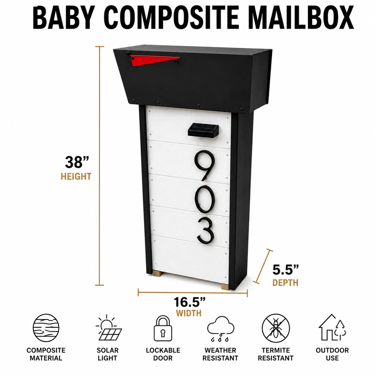 Baby Composite Mailbox With House Numbers