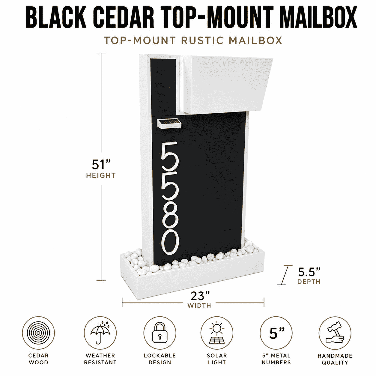 Cedar Wood Top-Mount Rustic Mailbox