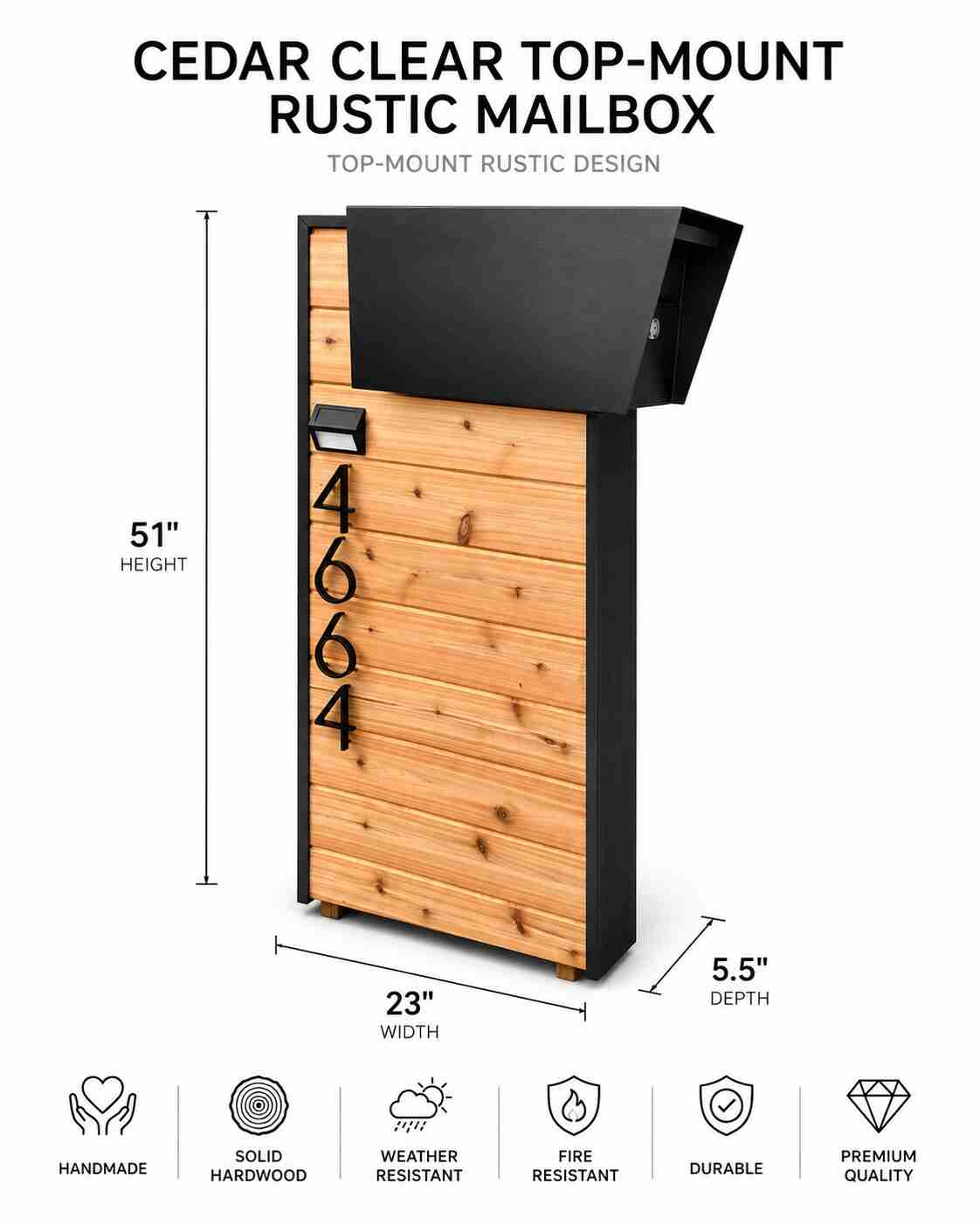 Cedar Clear Top-Mount Rustic Mailbox