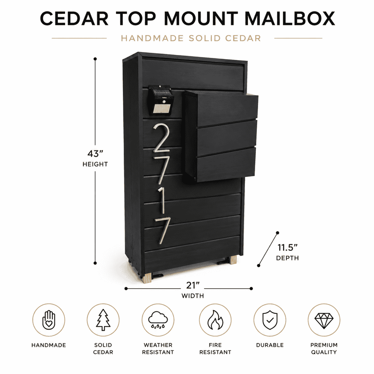 Cedar Mailbox Black