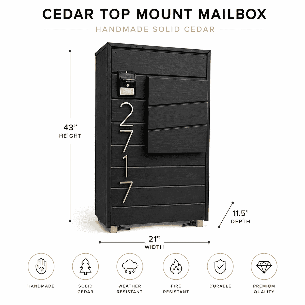Cedar Mailbox Black