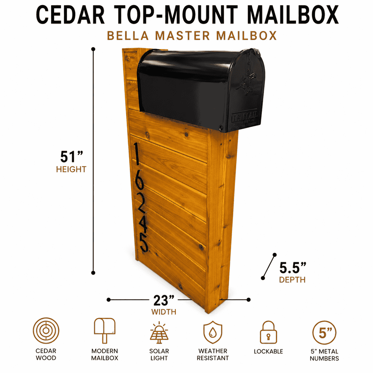 Cedar Top-Mount Mailbox