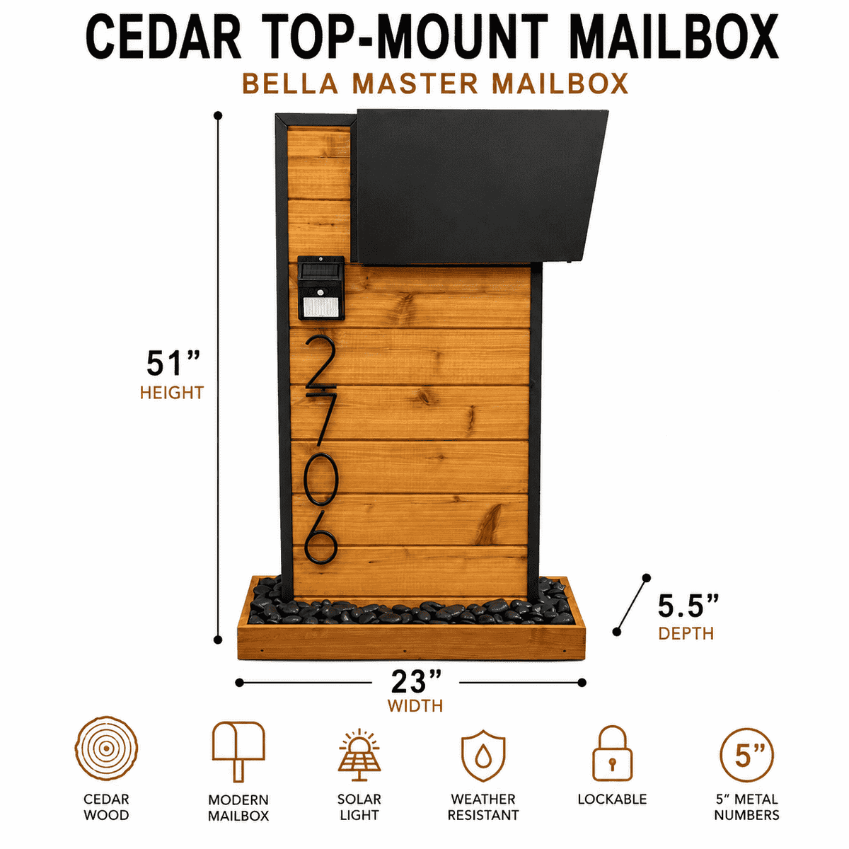 Cedar Top-Mount Mailbox