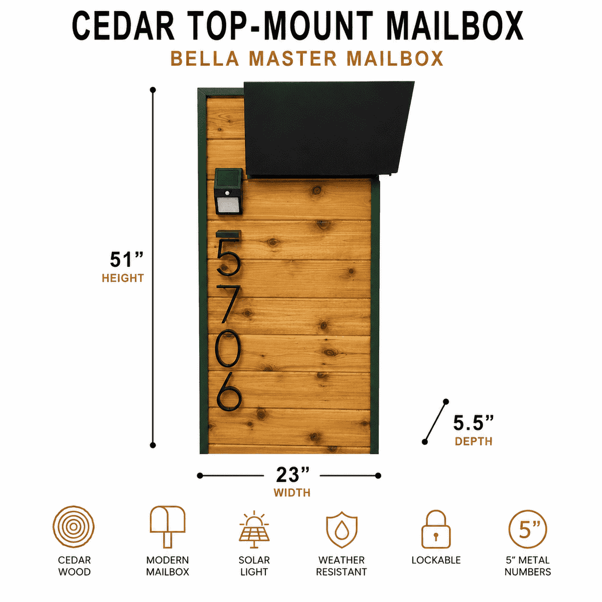 Cedar Top-Mount Mailbox