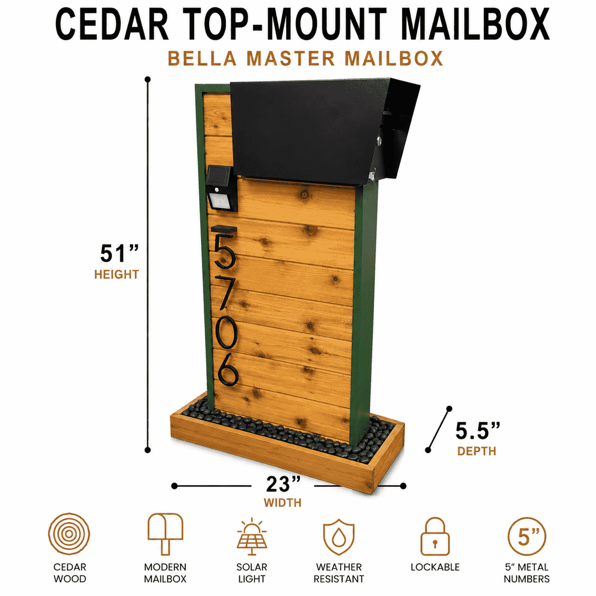 Cedar Top-Mount Mailbox