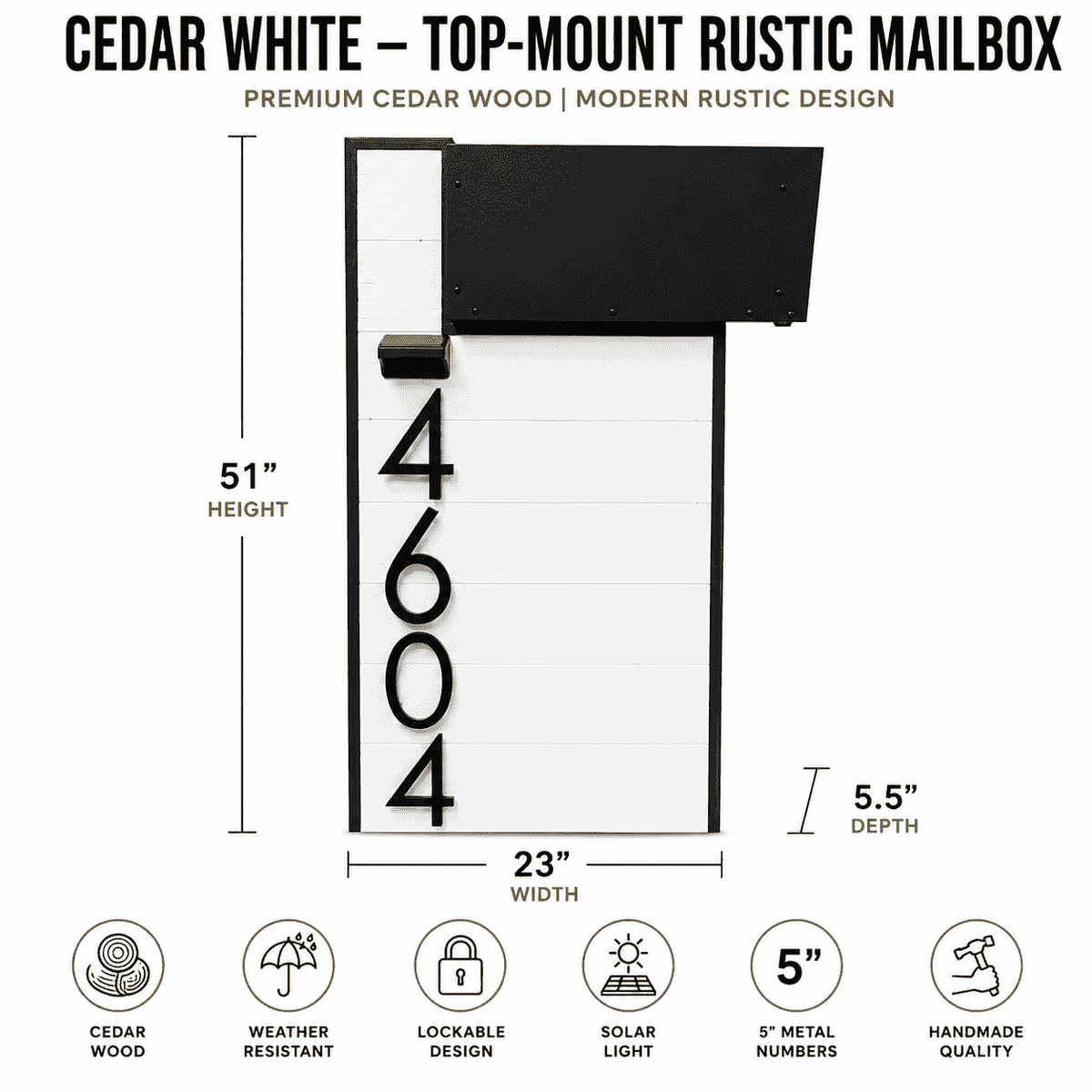 Cedar Wood Top-Mount Rustic Mailbox