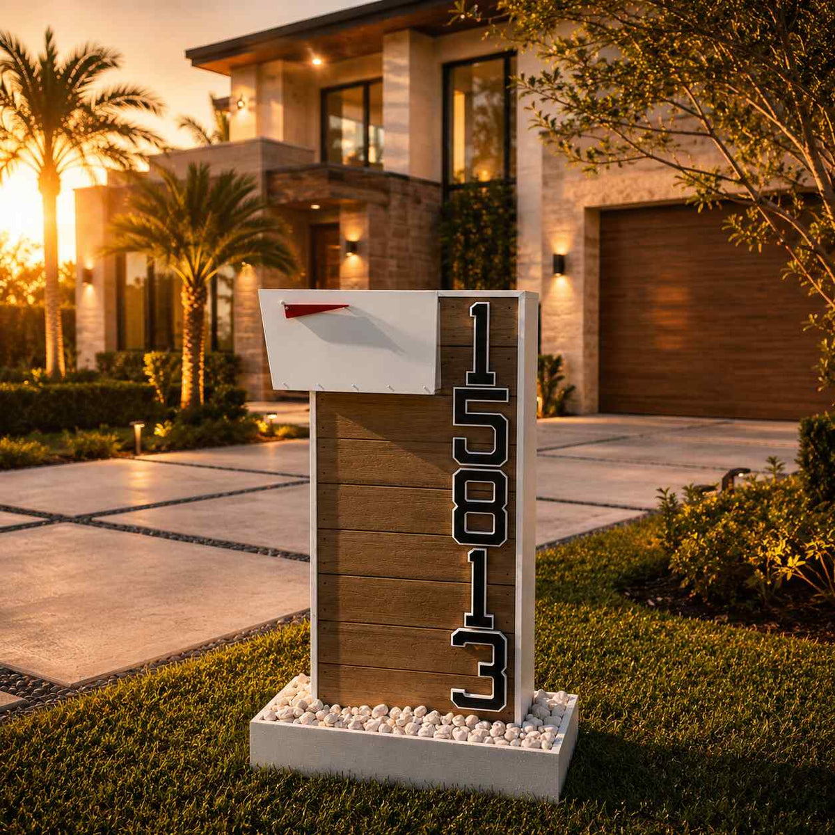 Custom Composite Mailbox with Solar LED Light