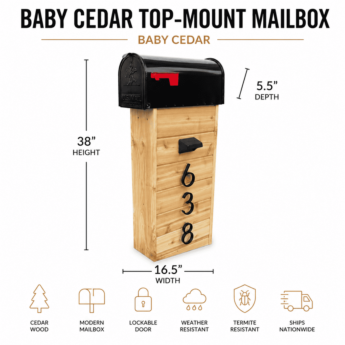 Baby Cedar Top-Mount Mailbox