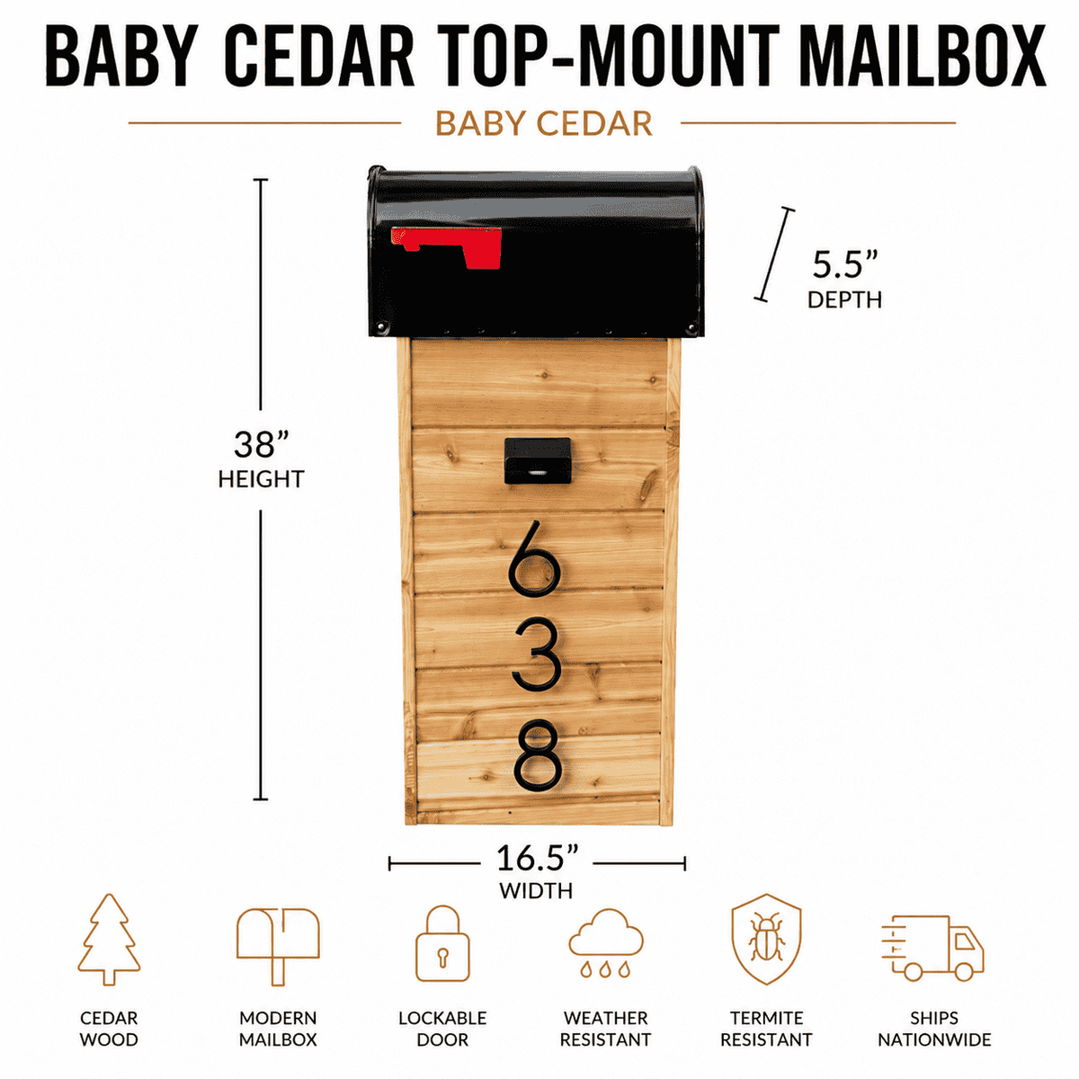 Baby Cedar Top-Mount Mailbox