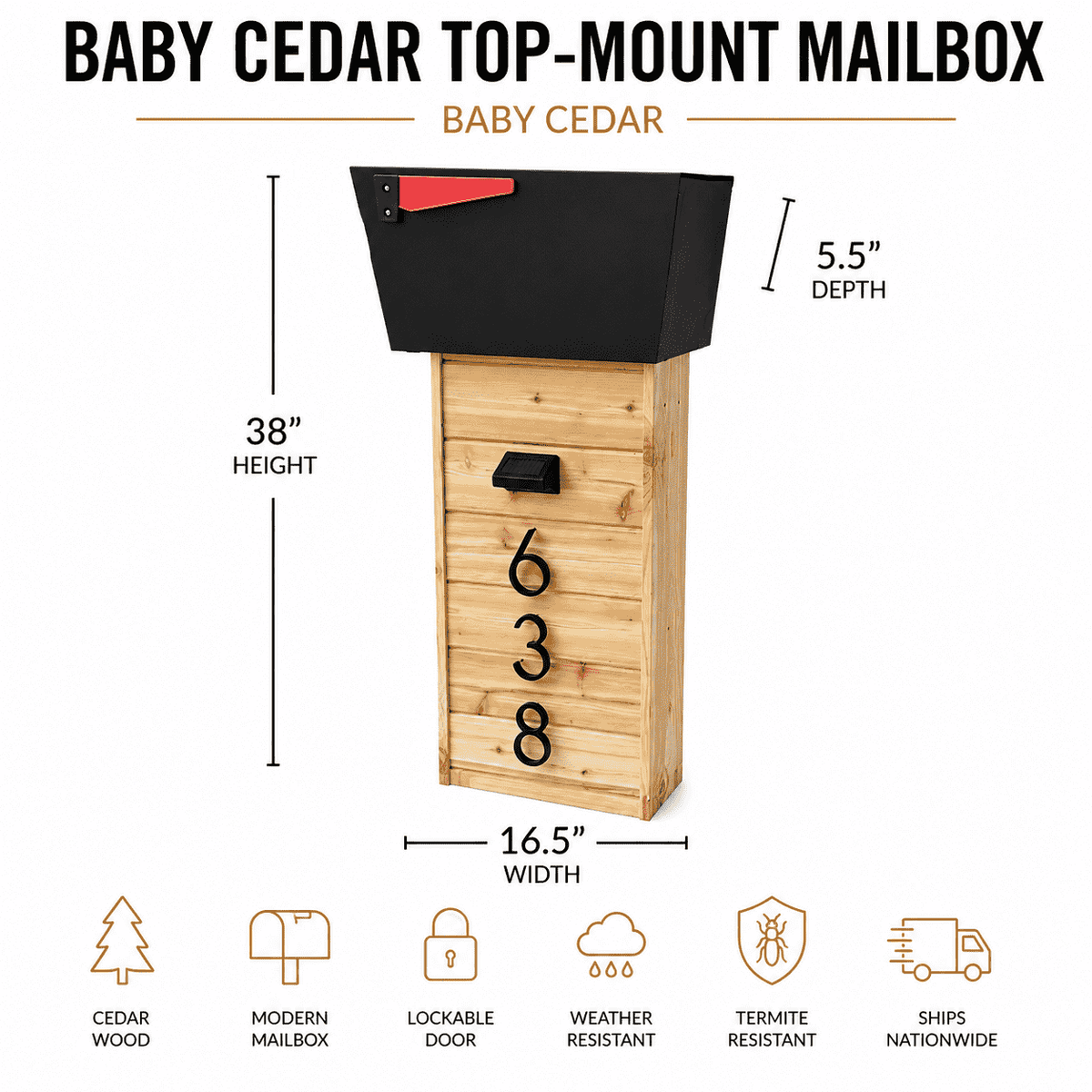 Baby Cedar Top-Mount Mailbox