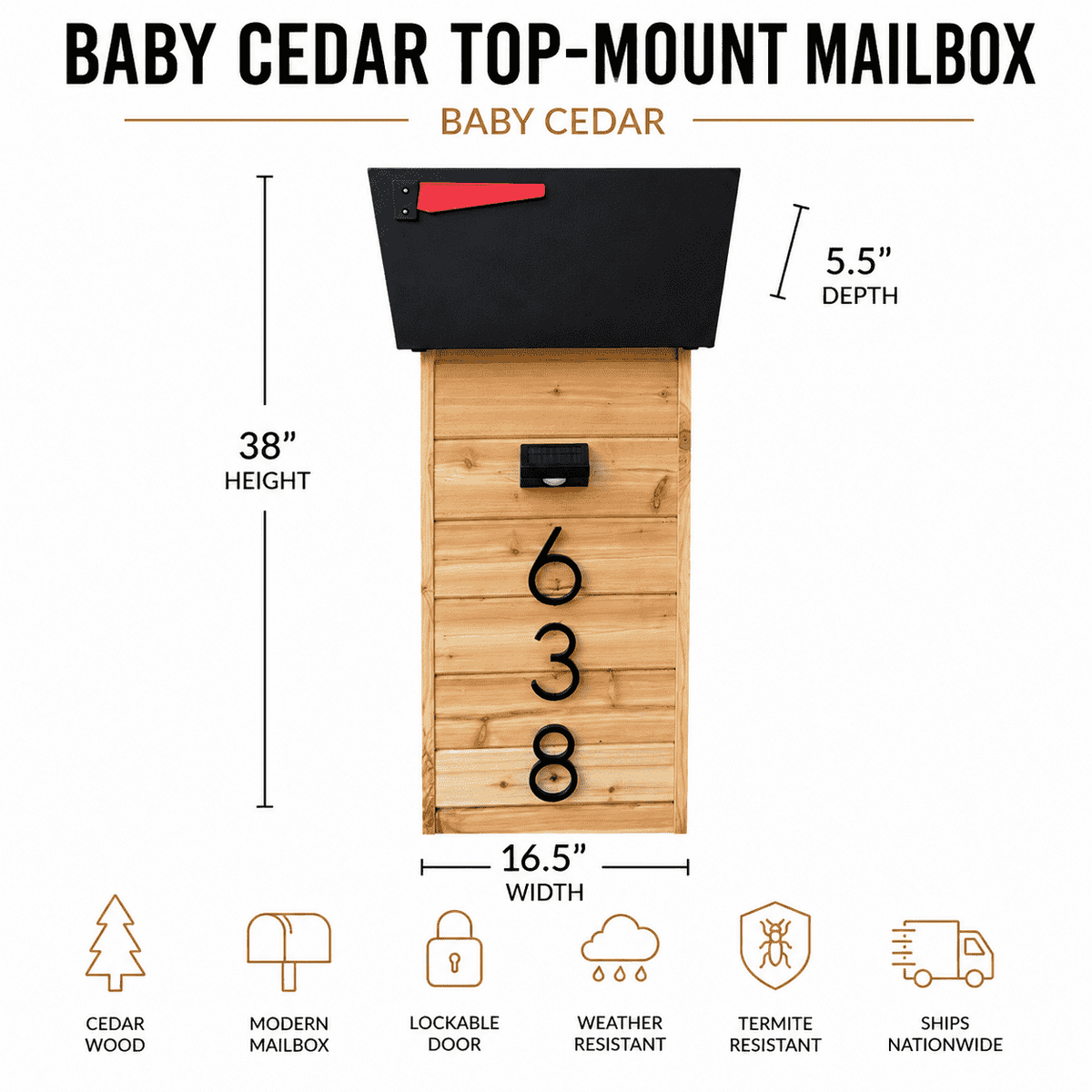 Baby Cedar Top-Mount Mailbox