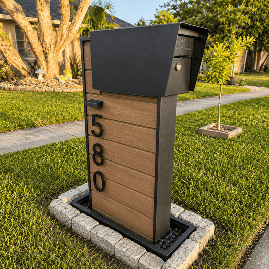 Composite Slat Wood Color Top-Mount Mailbox
