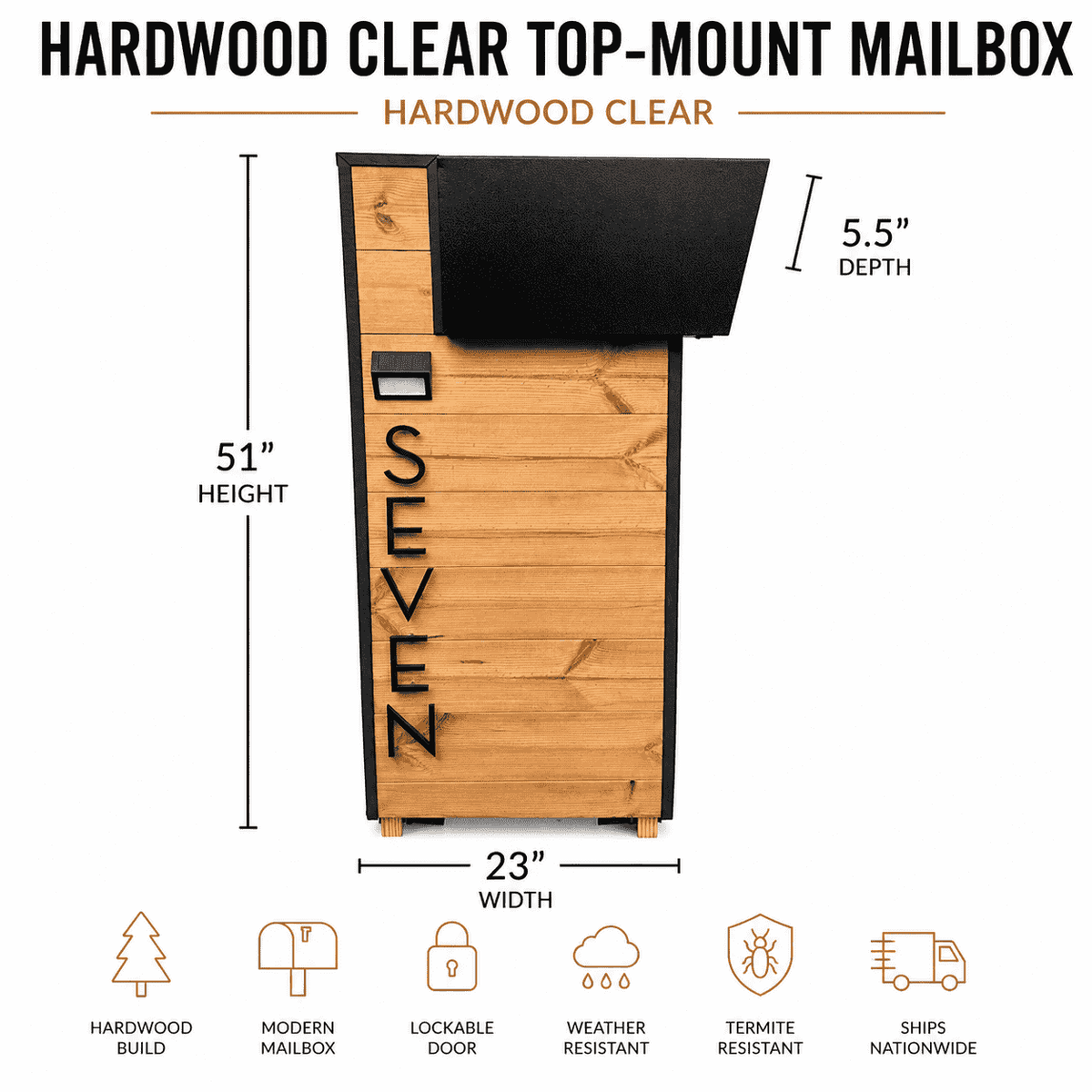 Hard Wood ClearTop-Mount Mailbox