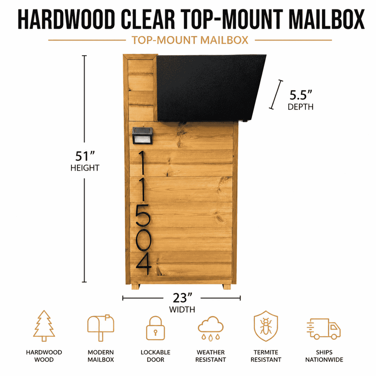 Hard Wood ClearTop-Mount Mailbox