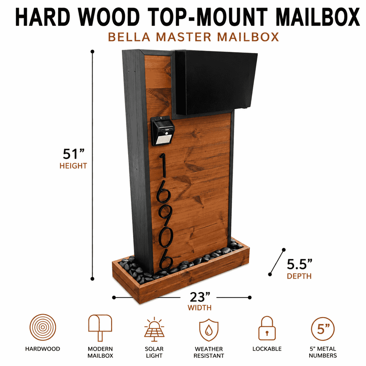 Hard Wood Top-Mount Mailbox