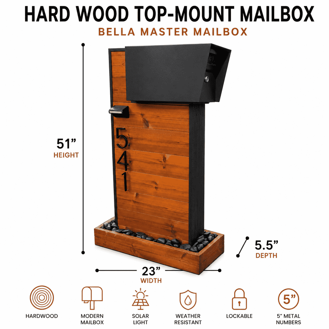 Hard Wood Top-Mount Mailbox