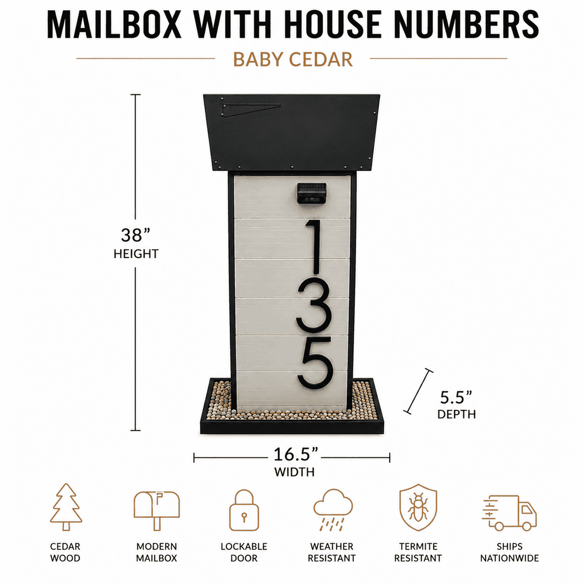 Mailbox With House Numbers Baby Cedar