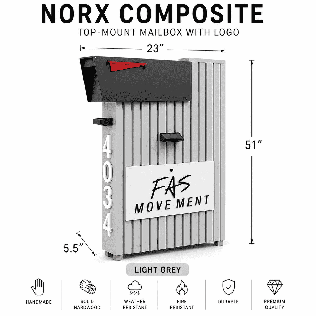 Norx Composite with Logo Top-Mount Mailbox