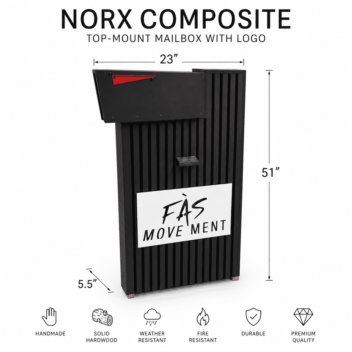 Norx Composite with Logo Top-Mount Mailbox