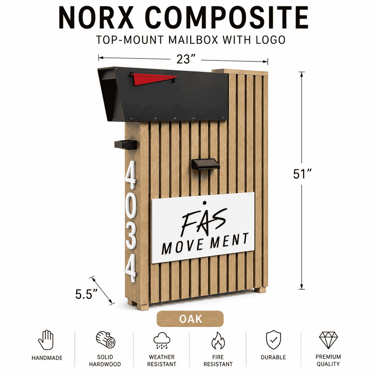 Norx Composite with Logo Top-Mount Mailbox