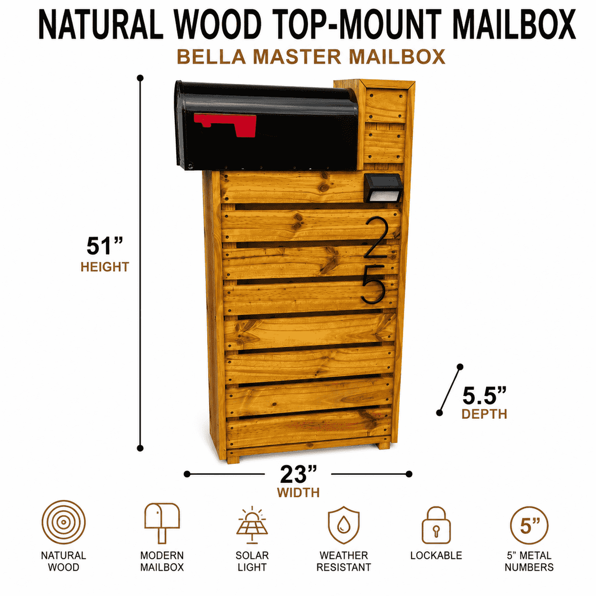 Painted Wood Top-Mount Mailbox