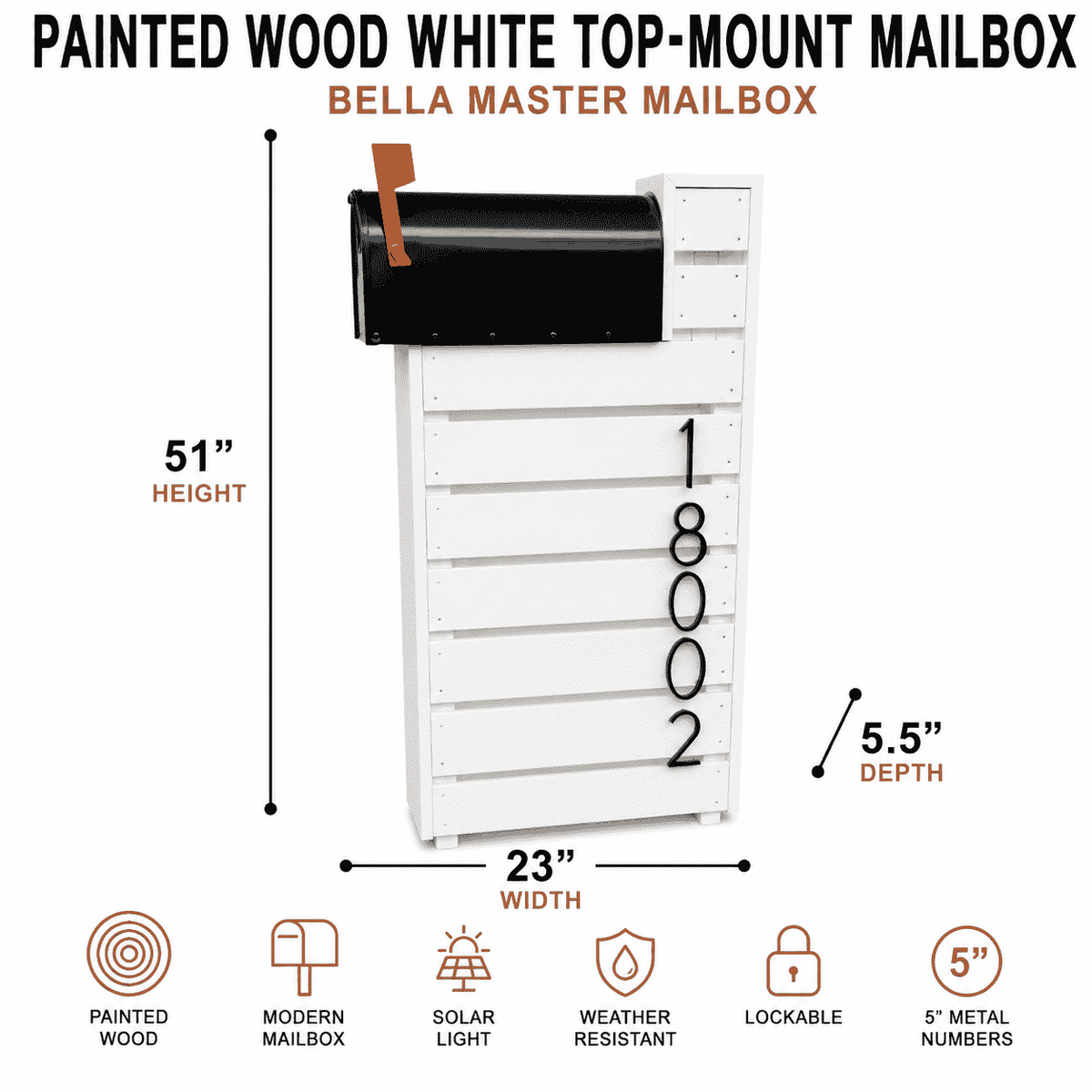 Painted Wood Top-Mount Mailbox