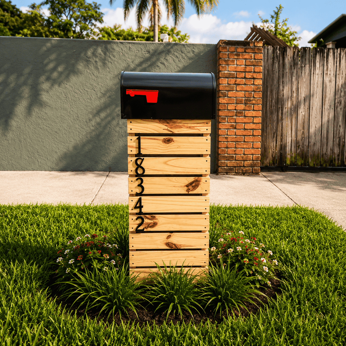 Baby Stained Wood Top-Mount Mailbox