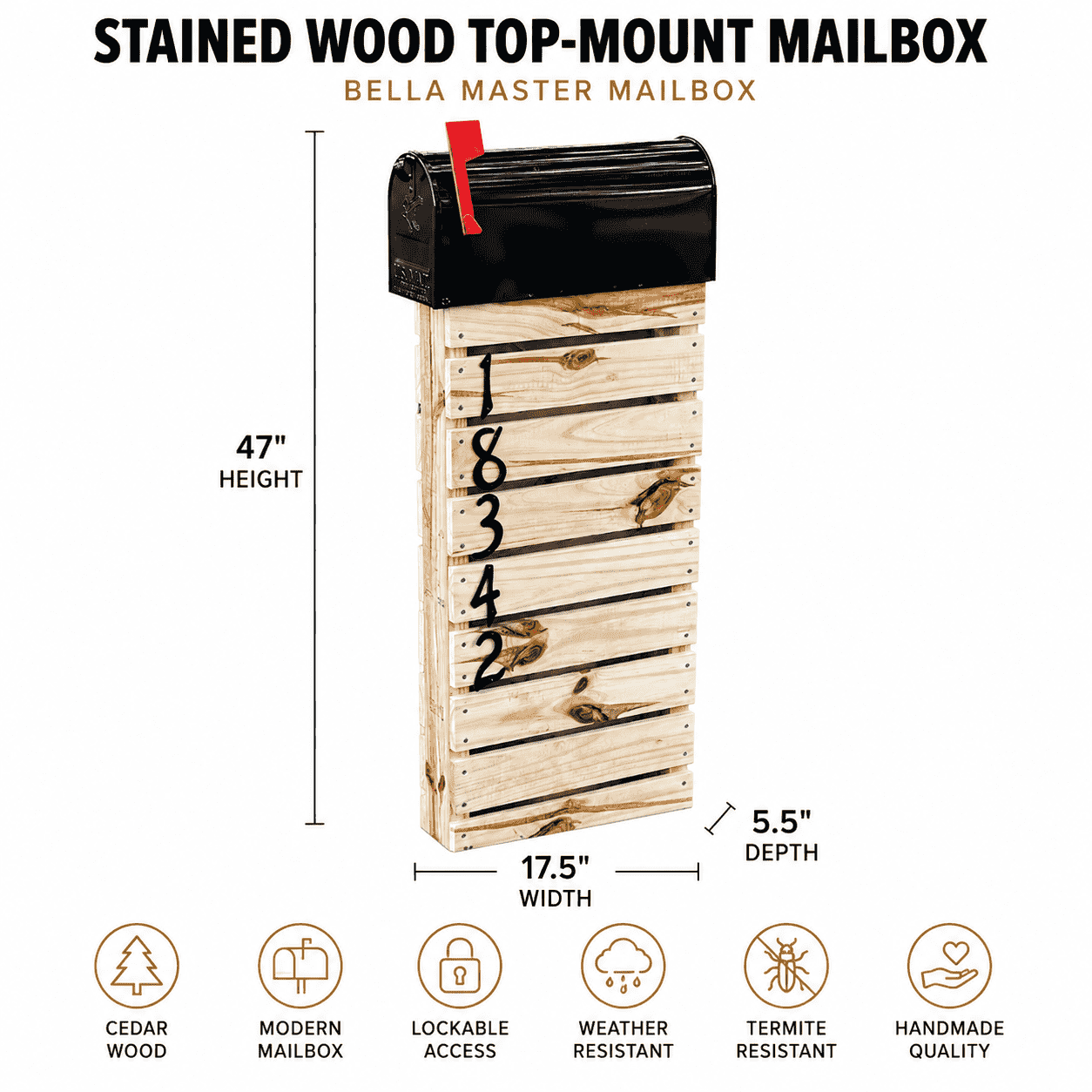 Baby Stained Wood Top-Mount Mailbox