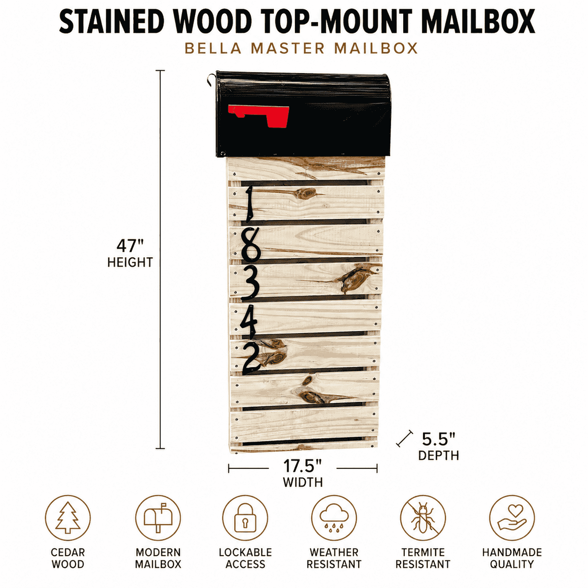 Baby Stained Wood Top-Mount Mailbox