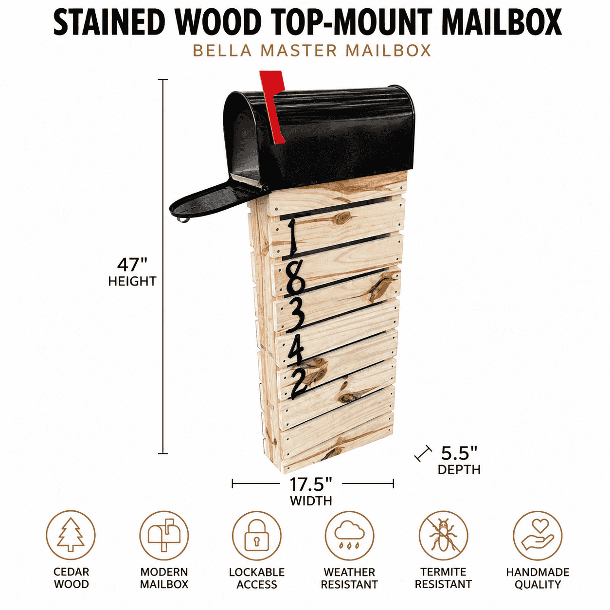 Baby Stained Wood Top-Mount Mailbox