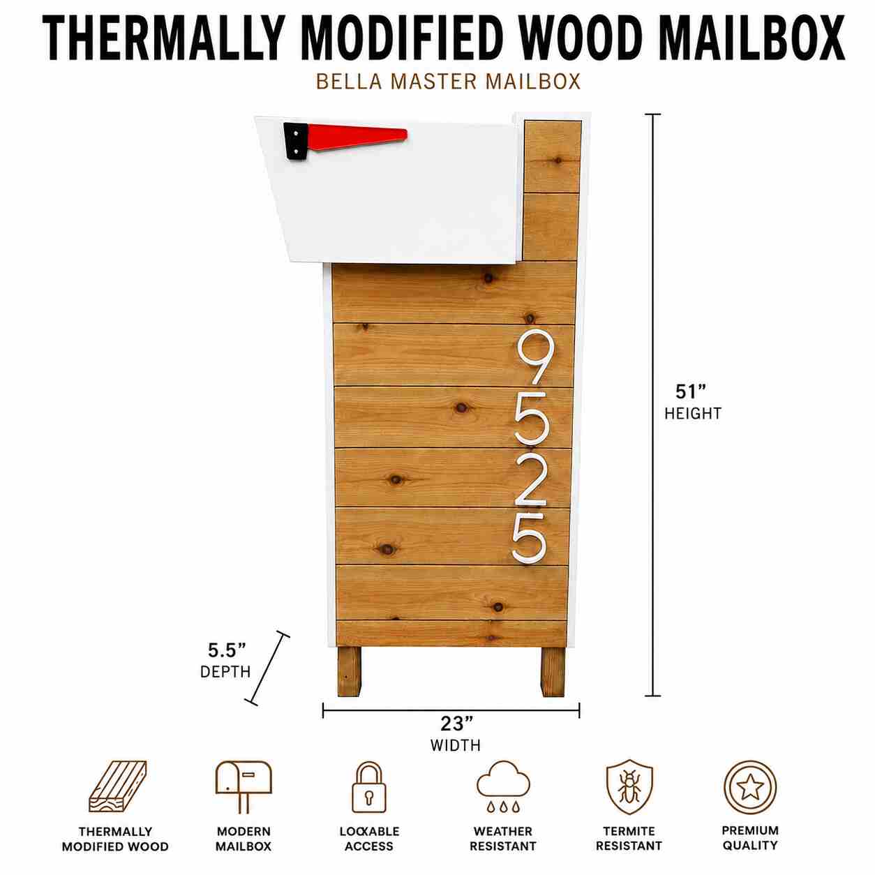 Thermally Modified Wood Mailbox