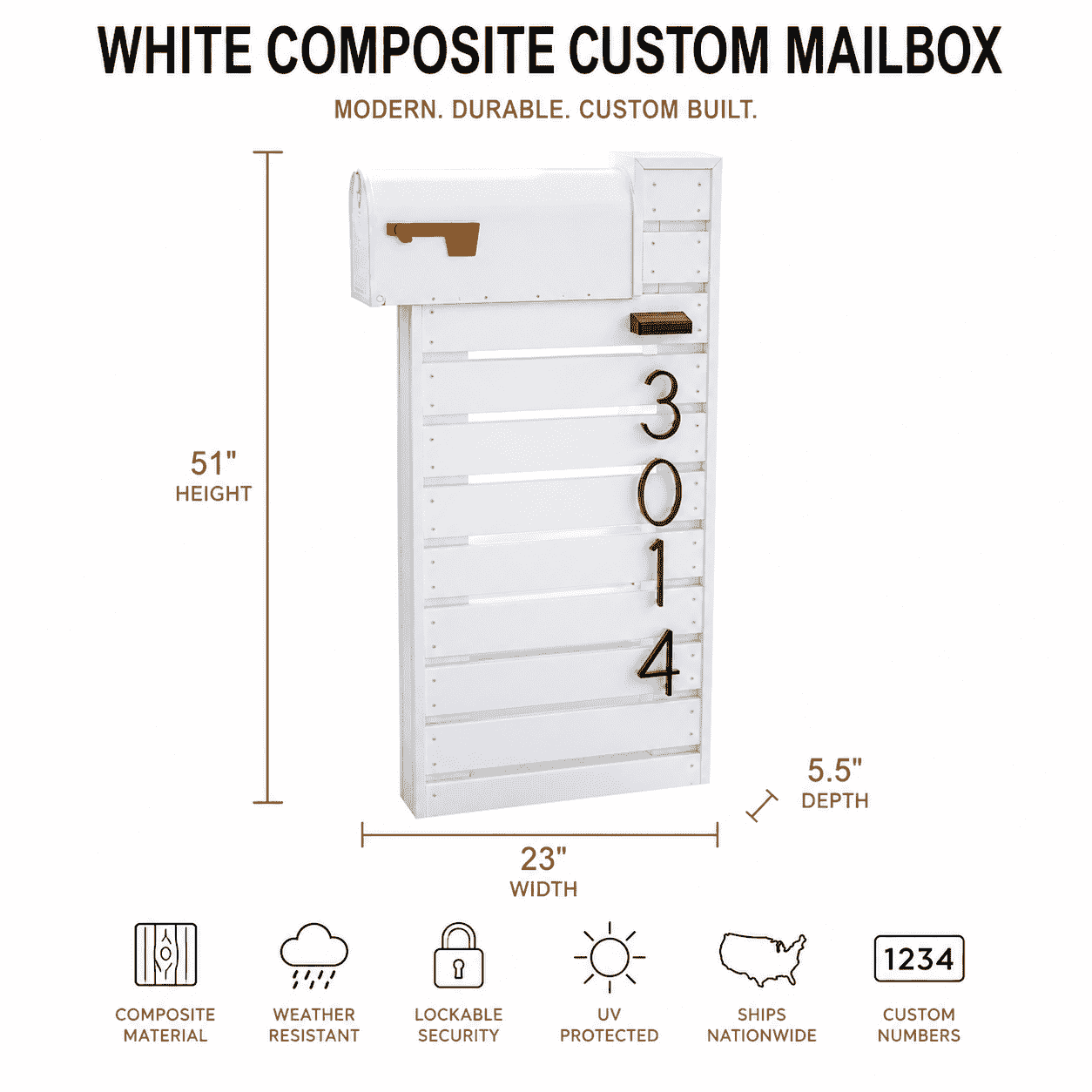 White Composite Custom Mailbox