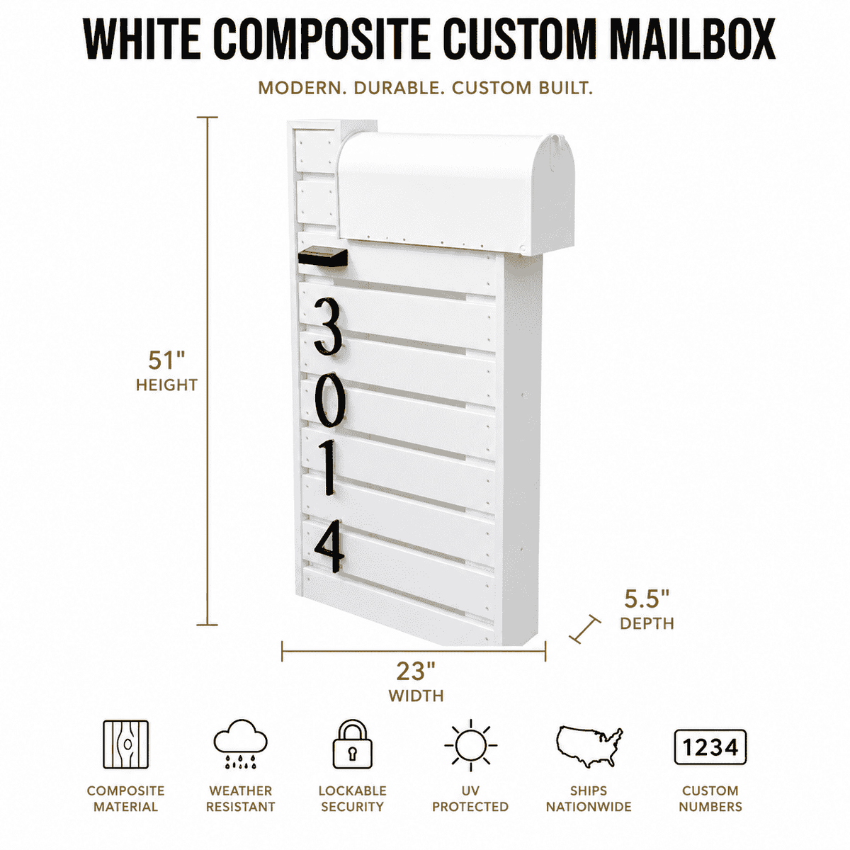 White Composite Custom Mailbox