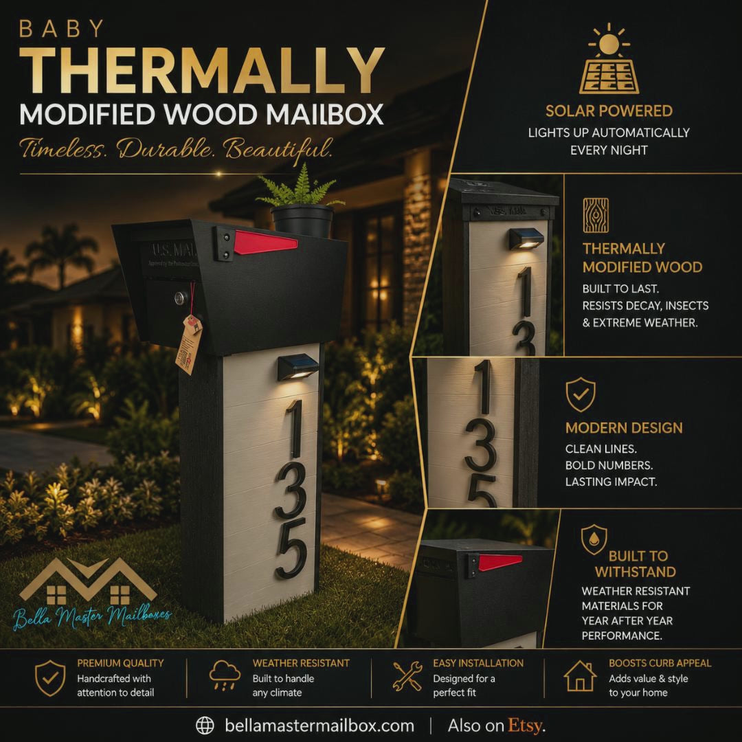 Baby Thermally Modified Wood Mailbox - BELLA MASTER MAILBOX