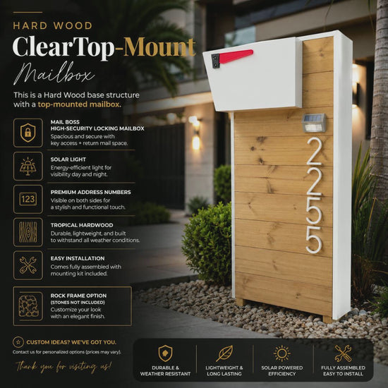 Hard Wood ClearTop-Mount Mailbox - BELLA MASTER MAILBOX