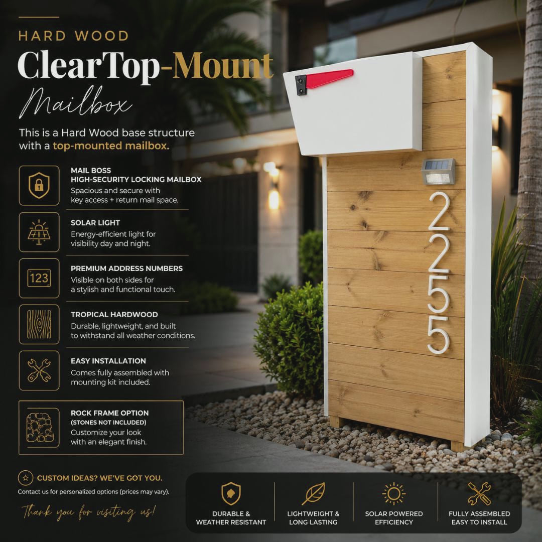 Hard Wood ClearTop-Mount Mailbox - BELLA MASTER MAILBOX