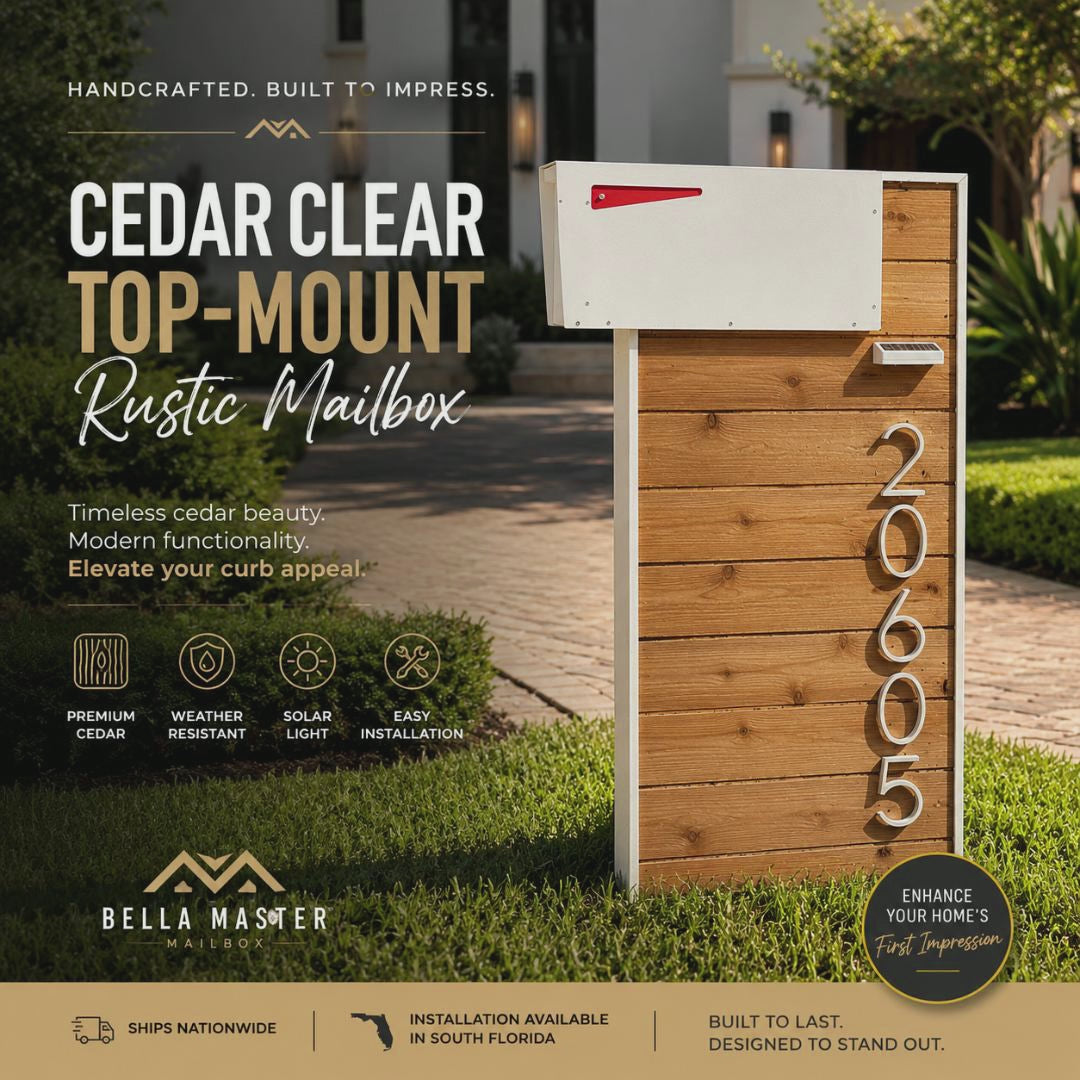 Cedar Clear Top-Mount Rustic Mailbox - BELLA MASTER MAILBOX