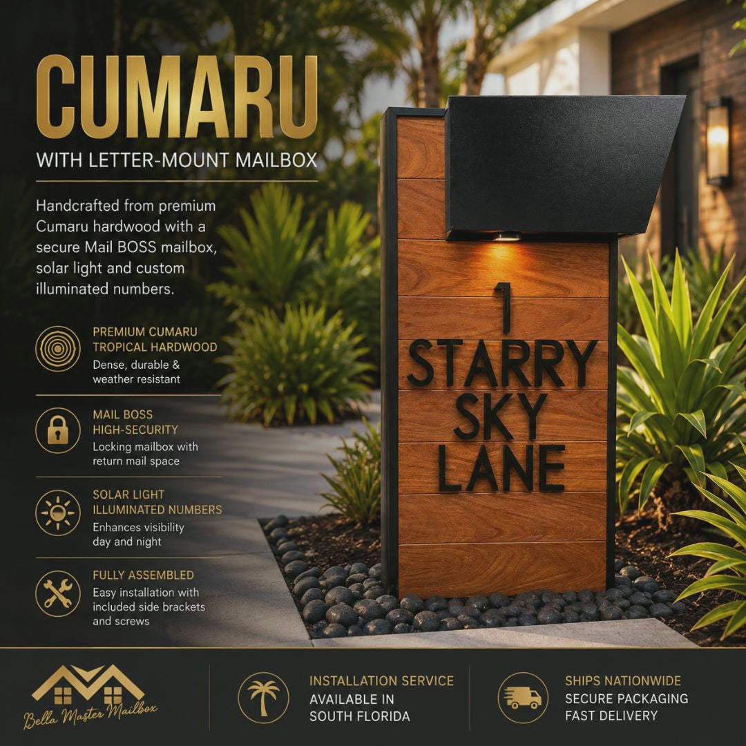 Cumaru with Letter-Mount Mailbox - BELLA MASTER MAILBOX