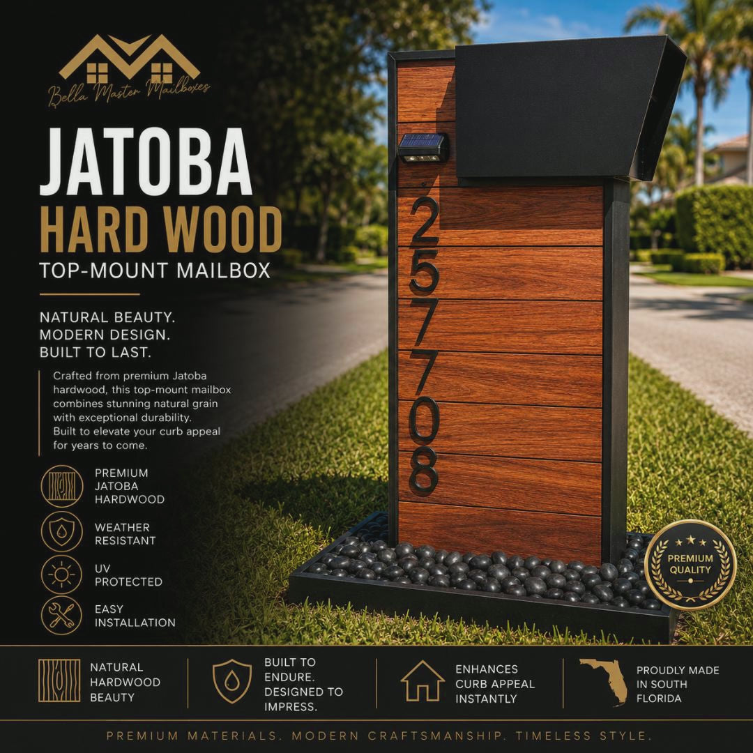 Jatoba Hard Wood Top-Mount Mailbox- BELLA MASTER MAILBOX