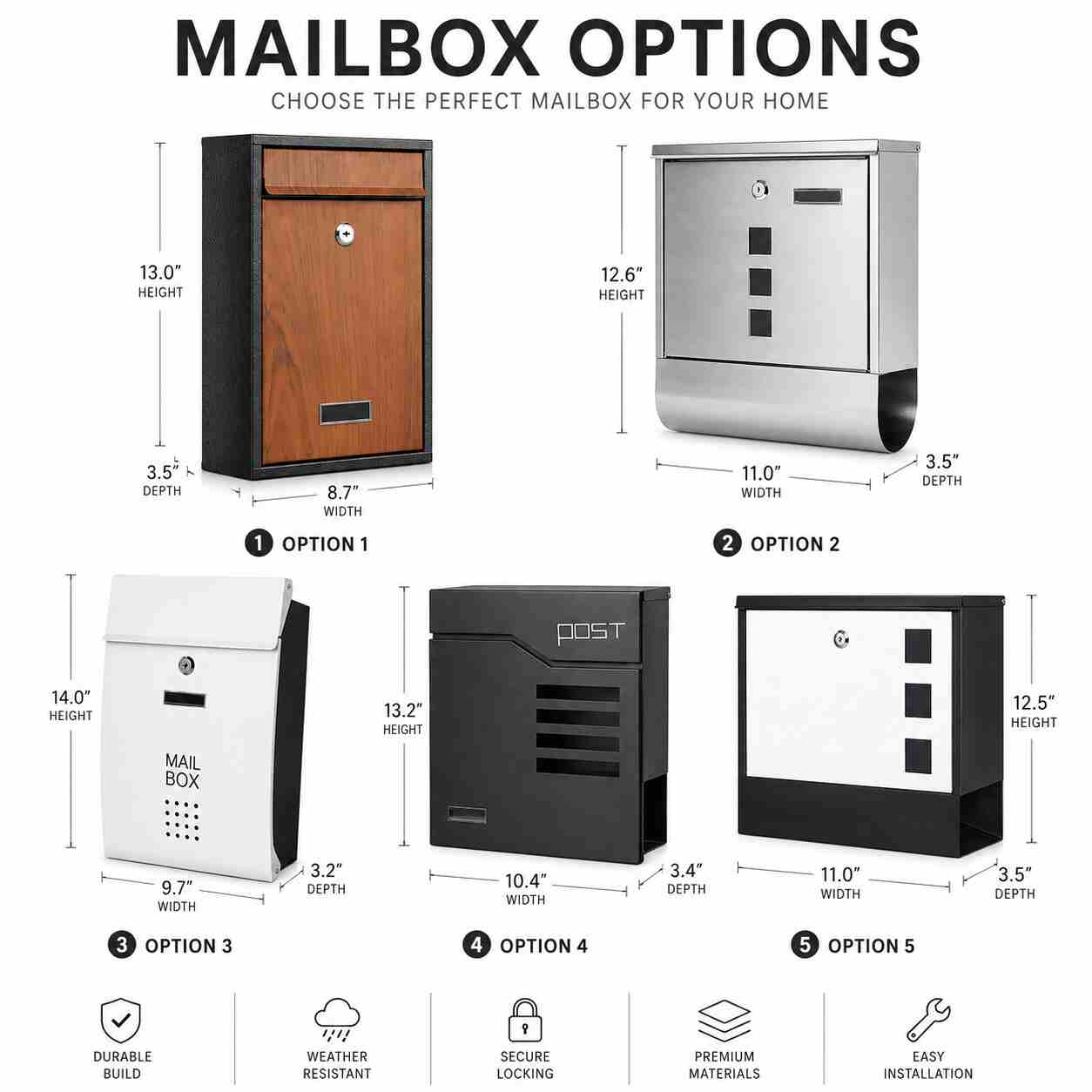 Cedar Mailbox Black